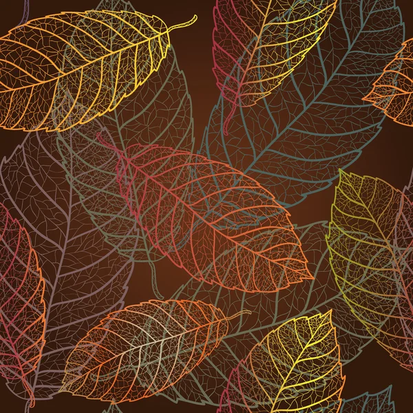 Autumn transparent leaves pattern background — Stock Vector