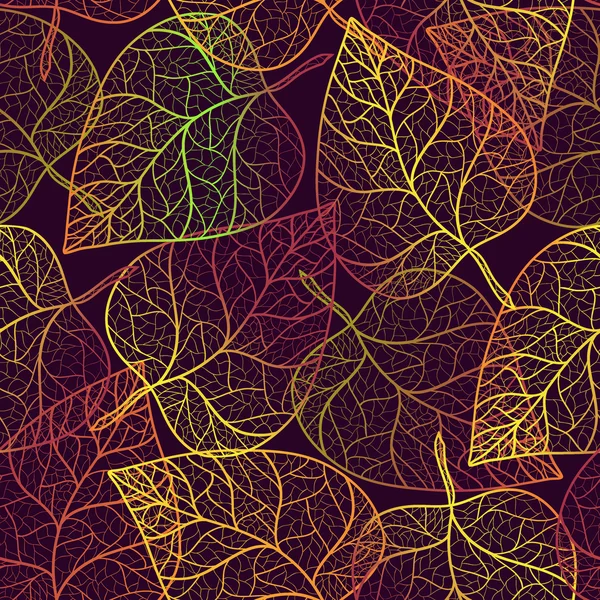 Autumn transparent leaves pattern background. — Stock Vector