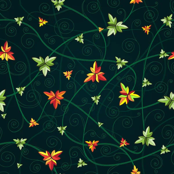 Бесшовный рисунок с листьями клевера на День Святого Патрика. Темный фон . — стоковый вектор