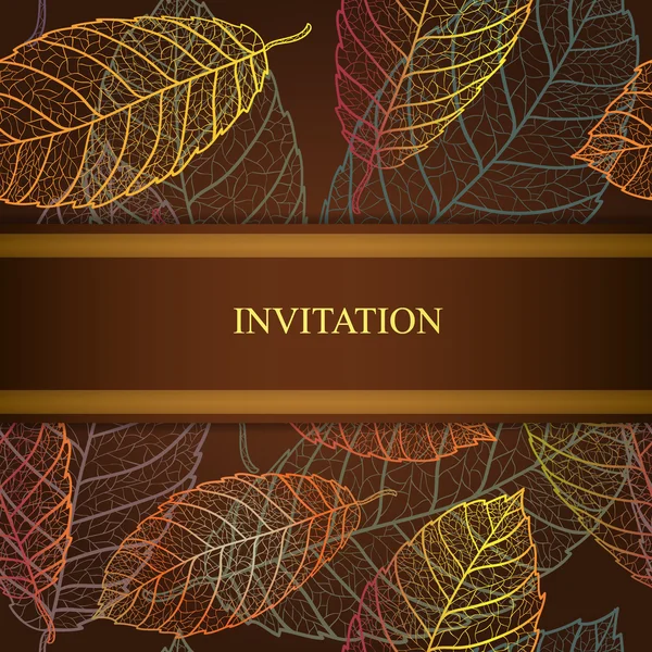 Ornamental background with art autumn leaves. Layered vector. — Stock Vector