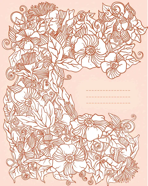 Floral background, hand drawn retro flowers and leaves — Stock fotografie