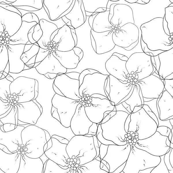 Seamless floral colored background. Black and white fabric texture. Floral vintage design.