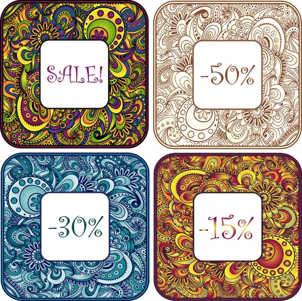 Set of abstract vector ethnic pattern's border. — Stock Vector