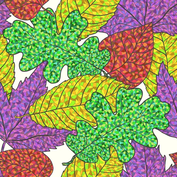 Patrón de hojas de arce y roble de otoño. Arte coloreado vector otoño hojas patrón. Fondo sin fisuras. Textura de tela . — Vector de stock