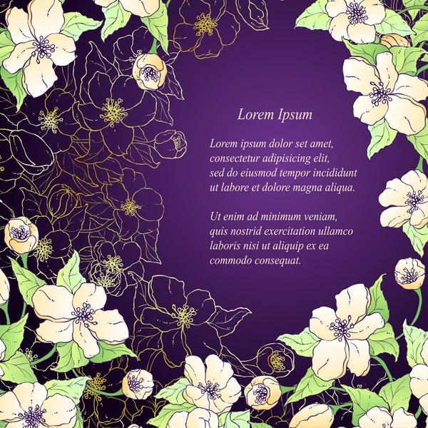 Fondo decorativo floral vectorial. Plantilla de diseño de marco para tarjeta con lugar para su texto . — Archivo Imágenes Vectoriales