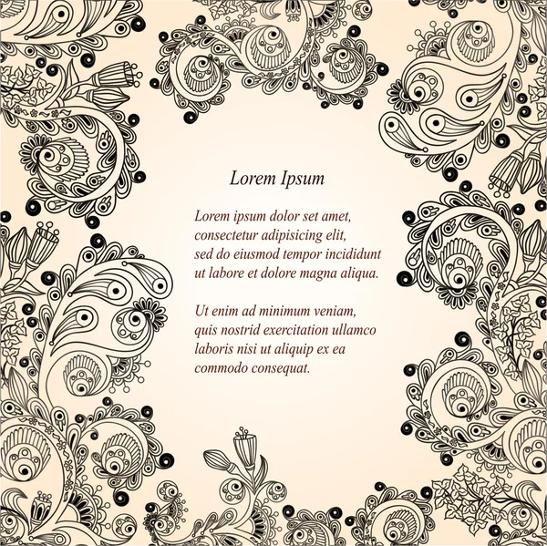Fond décoratif floral vectoriel. Modèle de conception de cadre pour carte avec place pour votre texte . — Image vectorielle