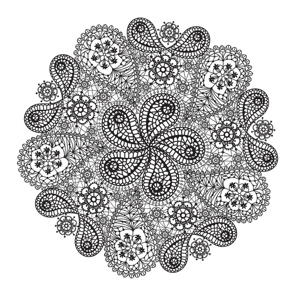 Ornamental winter hand-drawn lace snowflake. — Stock Vector