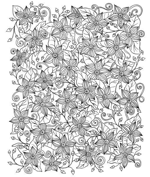 Fondo floral vectorial, flores retro dibujadas a mano y hojas en tonos de gris — Archivo Imágenes Vectoriales