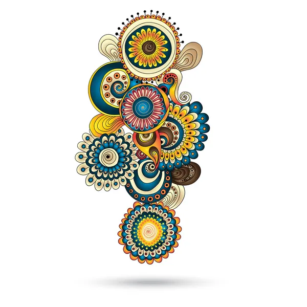 desenli kına mehndi soyut çiçek vektör çizim tasarım öğesi doodles. renkli sürüm.