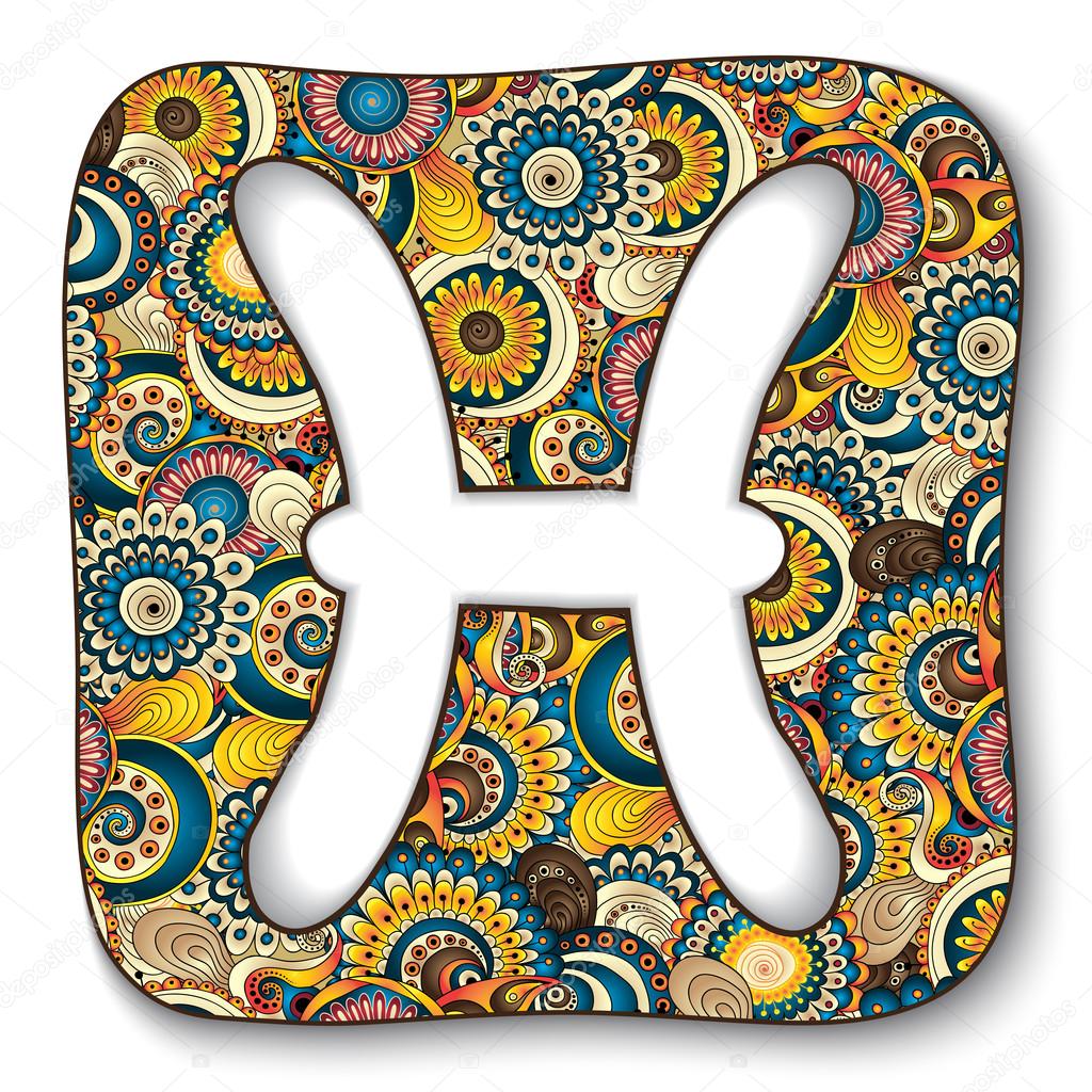 Zodiac sign Pisces. Vector illustration. Background with abstract
