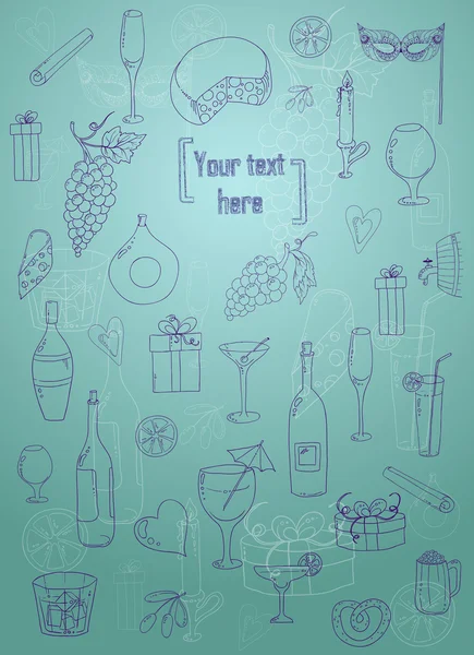 Carte vin et coctail . — Image vectorielle