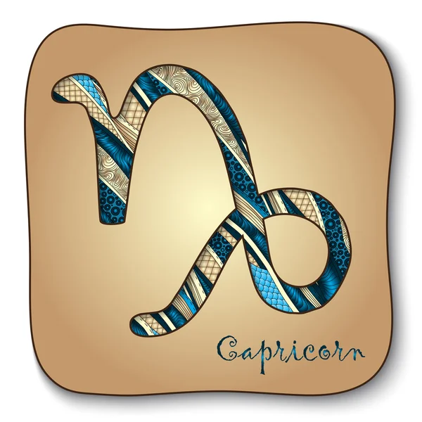 Signe du zodiaque - Capricorne. Doodle style dessiné à la main — Image vectorielle