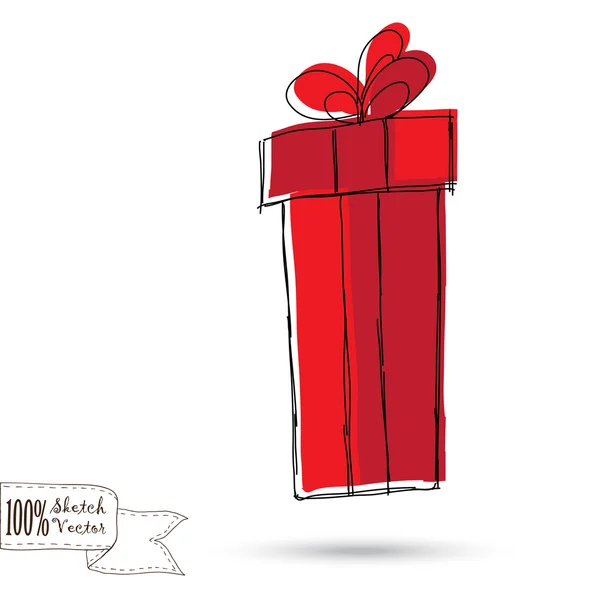 Σκίτσο του δώρου με φιόγκο — Διανυσματικό Αρχείο