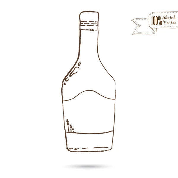 Sketch of Wine Bottle Isolated On The White Background ⬇ Vector Image