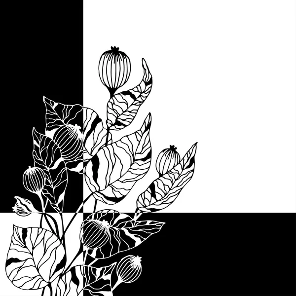 Czarne tło dekoracyjne kwiaty — Wektor stockowy