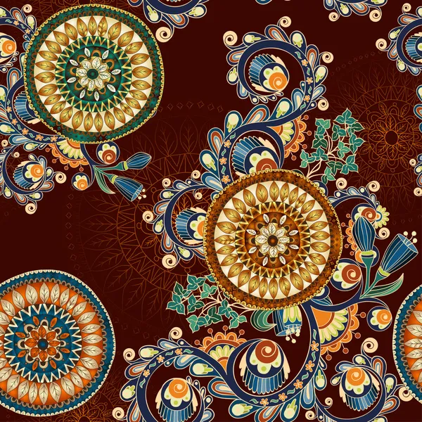 Abstract floral patroon met doodles en komkommers — Stockvector
