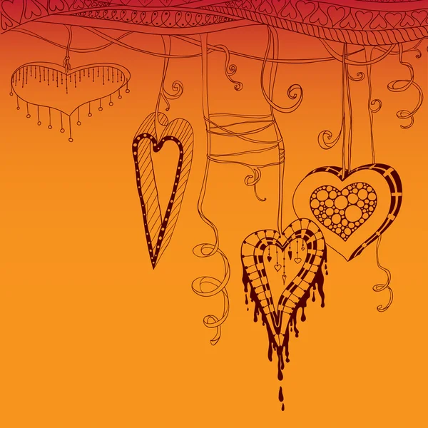 வெக்டார் சுருக்கமான மலர் அலங்கார பின்னணி doodle இதயங்கள். உங்கள் உரை இடத்துடன் அட்டைக்கான டெம்ப்ளேட் பிரேம் வடிவமைப்பு . — ஸ்டாக் வெக்டார்