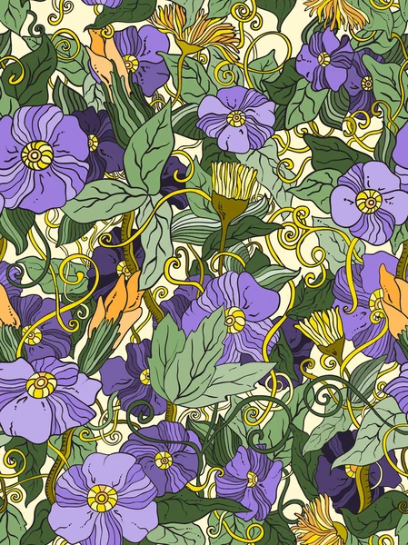 Élégance abstraite motif sans couture avec fond floral. — Image vectorielle