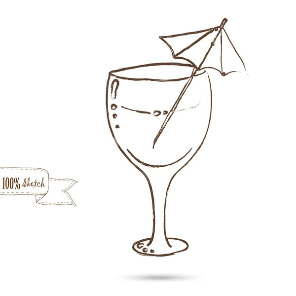 Croquis de verre à vin isolé sur le fond blanc — Image vectorielle