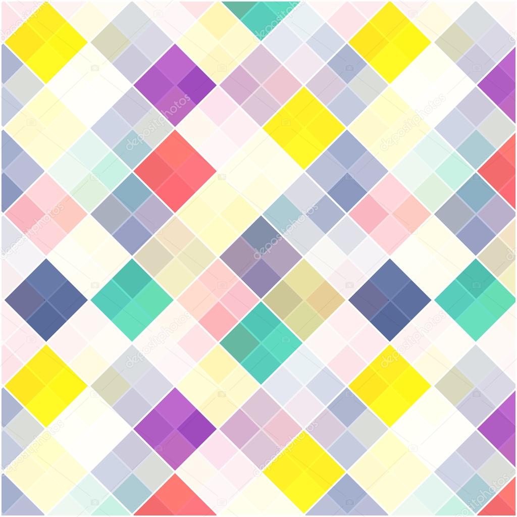 Retro vector seamless pattern. Colorful mosaic banner. Repeating geometric tiles with colored  rhombus.