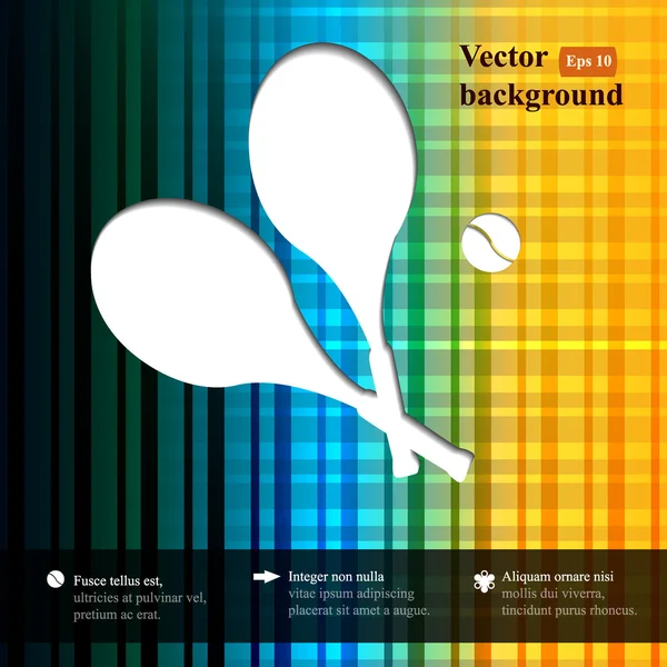 Fondo de tenis con dos raquetas de tenis y pelota de tenis. Fondo retro floral geométrico con lugar para su texto . — Vector de stock