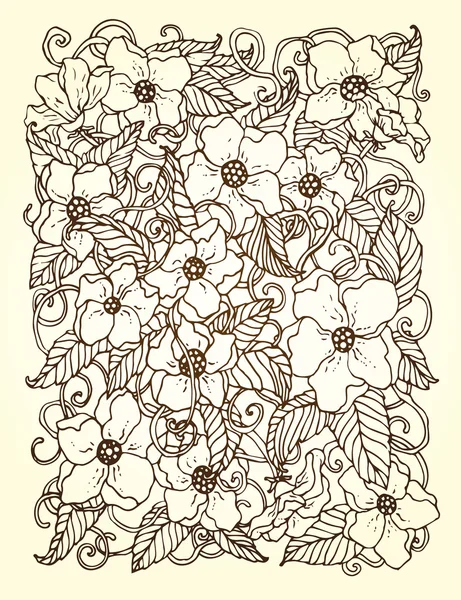 Carta di modello disegnata a mano originale con fiori . — Vettoriale Stock