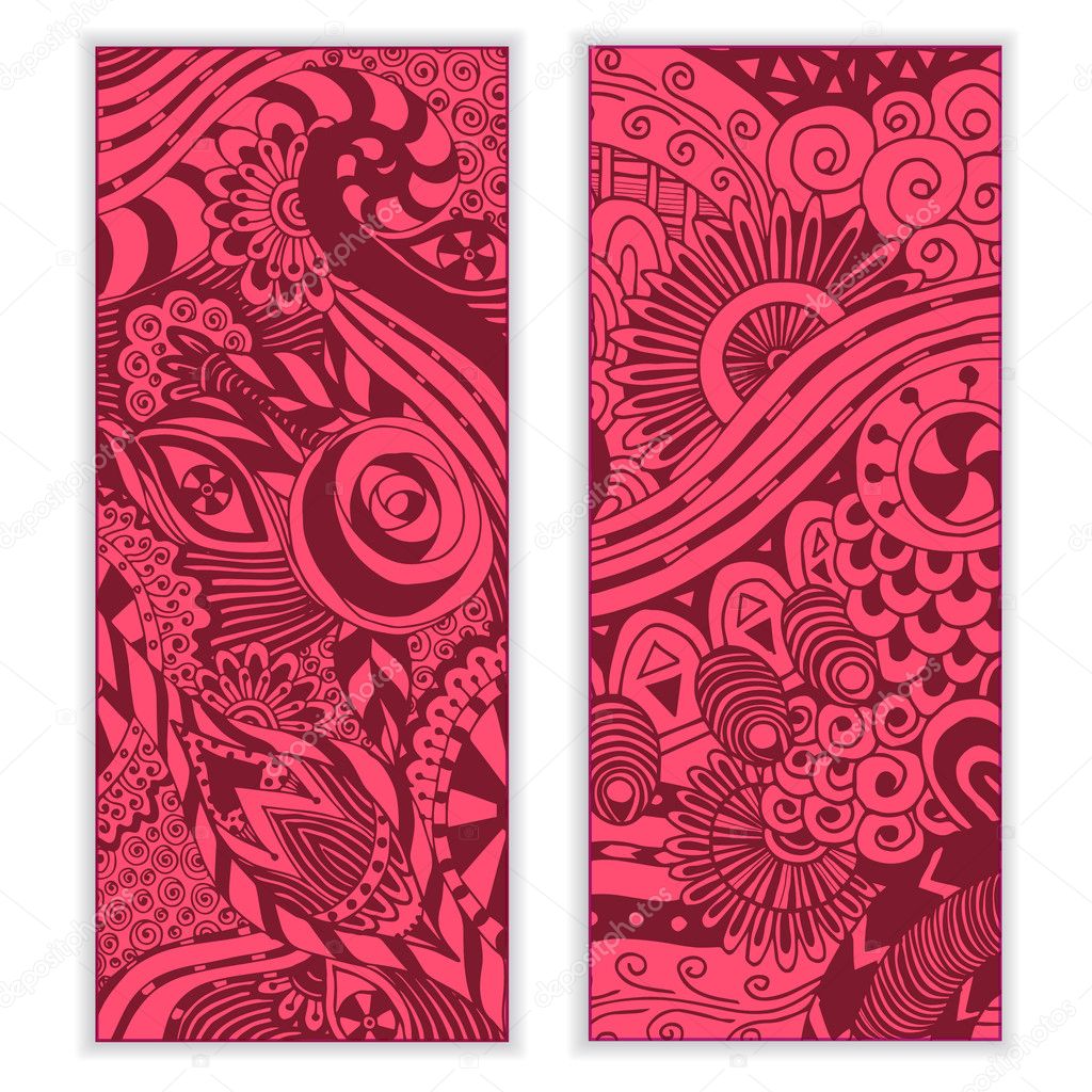 Abstract vector ethnic pattern card set.