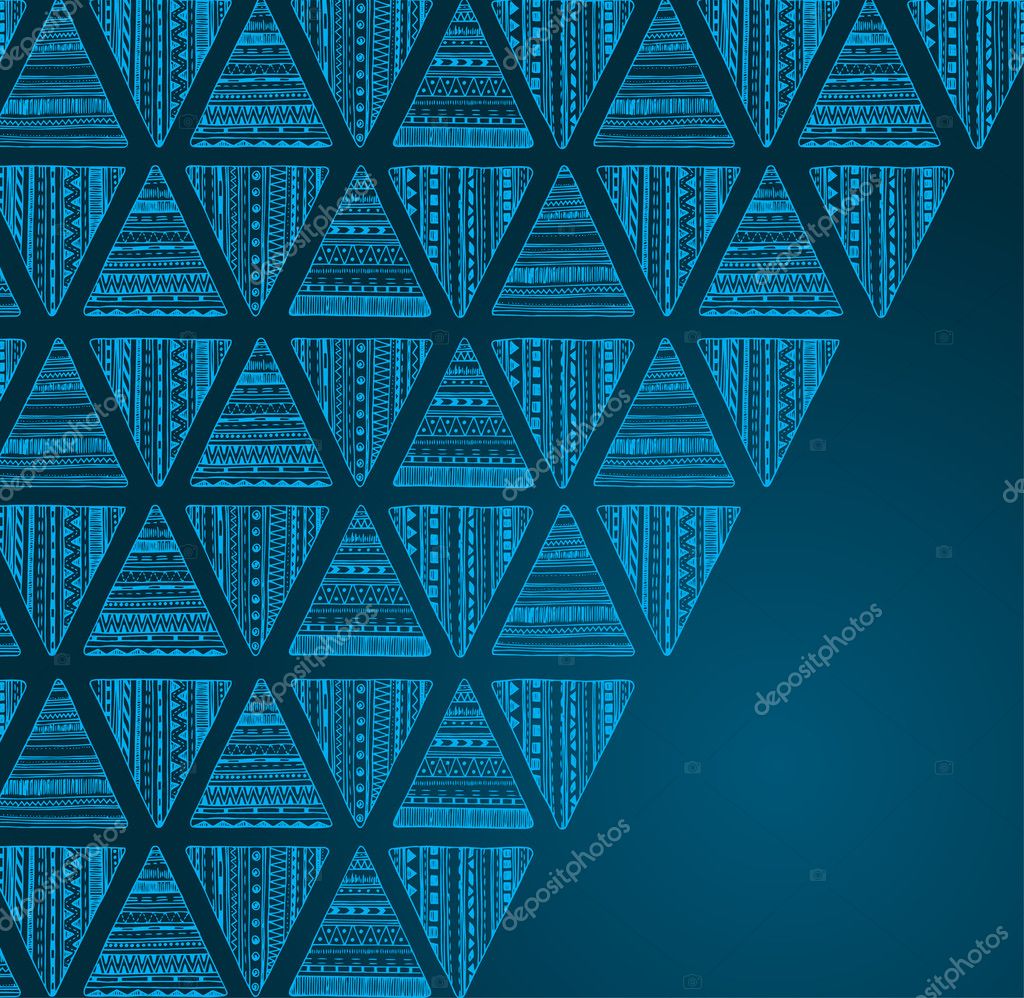 Unique hand drawn triangle pattern. Vector  tribal ethnic background. Geometric abstract texture.  Used Clipping Mask for easy editing.