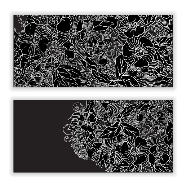 Set di carte modello unico con fiori d'arte . — Vettoriale Stock