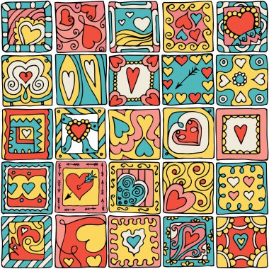 orijinal doodle kalplerin seamless modeli.