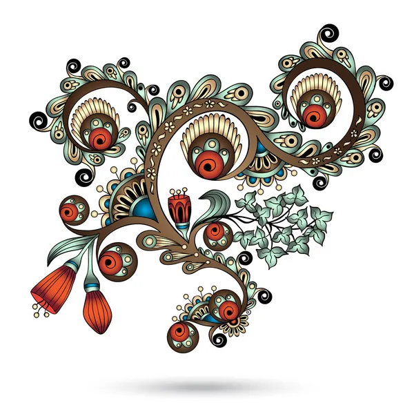 Henna Paisley Mehndi Abstract Vector Element. — Stock Vector