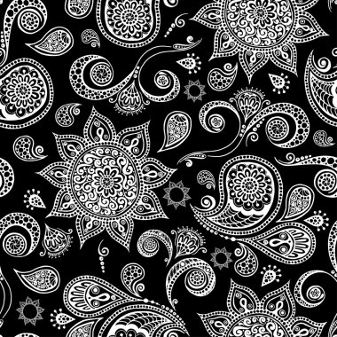 mandala, salatalık ve paisley etnik seamless modeli.