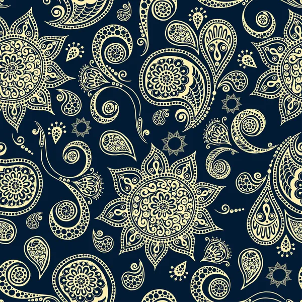 Modèle ethnique avec mandala, concombres, paisley . — Image vectorielle