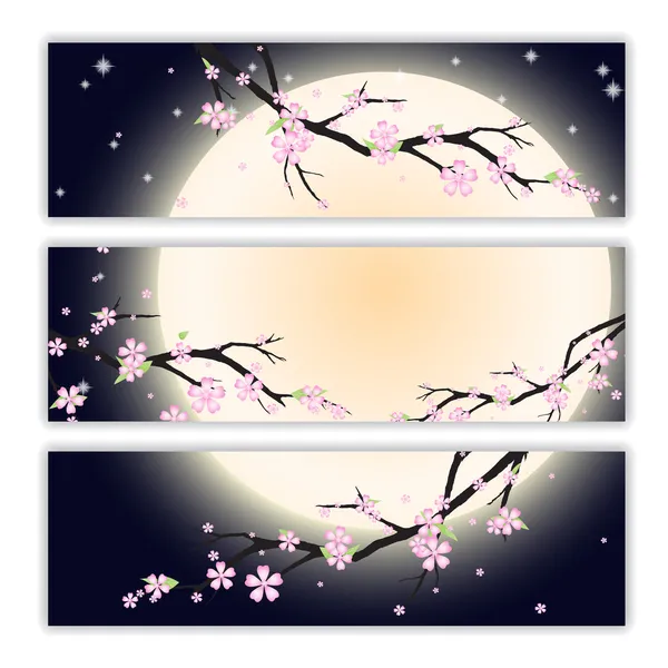 Cartes d'invitation avec fleur de cerisier stylisée . — Image vectorielle