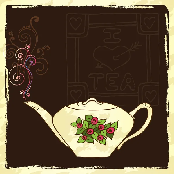 Tea party invitation card template vector — Stock Vector