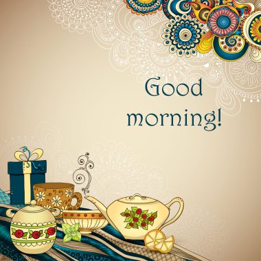 çay, kahve ve şeker doodle şablon desen.