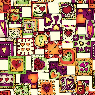 Özgün çizimde koleksiyon doodle Kalpler.