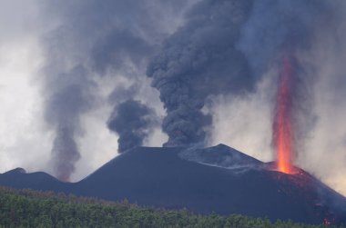 Volkanik patlama. Cumbre Vieja Doğal Parkı. La Palma. Kanarya Adaları. İspanya.