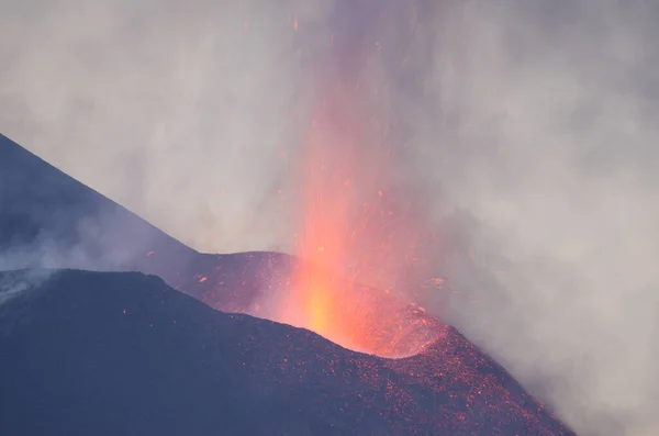 Erupção Vulcânica Parque Natural Cumbre Vieja Palma Ilhas Canárias Espanha — Fotografia de Stock