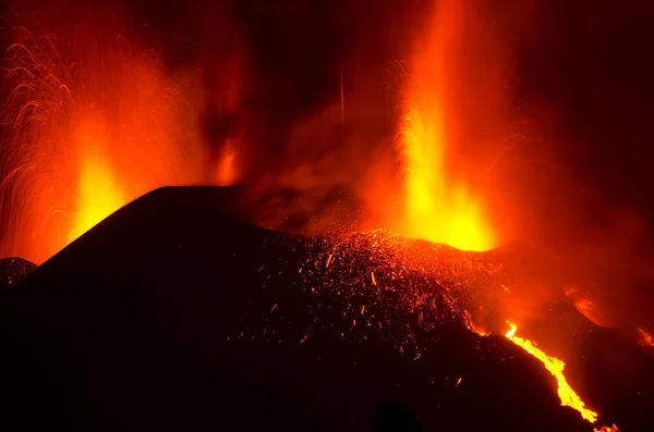 A Cumbre Vieja vulkánkitörése. — Stock Fotó