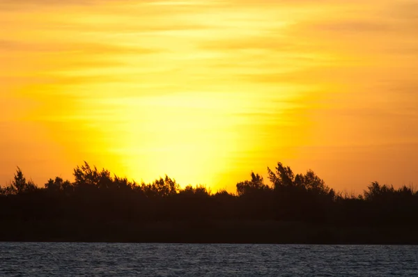 Sunset on the Senegal River in the Langue de Barbarie National Park. — стоковое фото