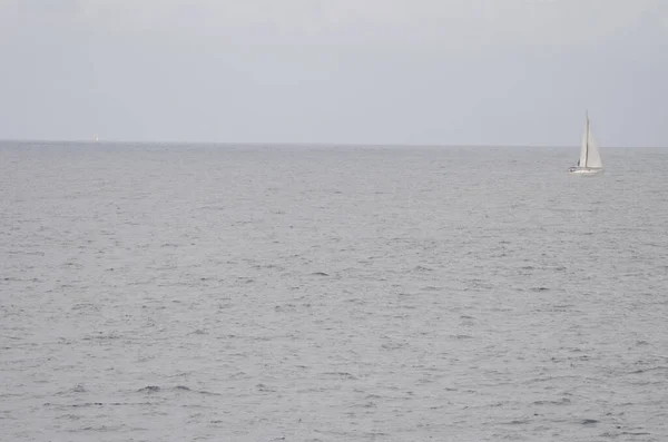 Sailboat in the Atlantic Ocean. Canary Islands. Spain.