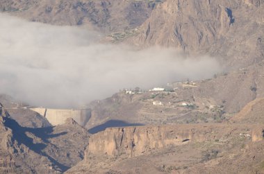 Rural landscape and sea of clouds. The Nublo Rural Park. Tejeda. Gran Canaria. Canary Islands. Spain.