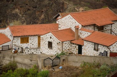 Gran Canaria, September 13, 2020: Traditional houses in the municipality of Firgas. Canary Islands. Spain.