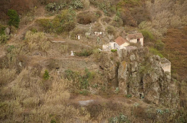 Firgas September 2020 Houses Cliff Azuaje Ravine Gran Canaria Canary — Stock Photo, Image