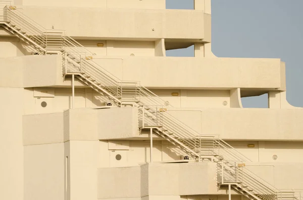 Emergency staircase in a building. Englismans Beach. Gran Canaria. Canary Islands. Spain.