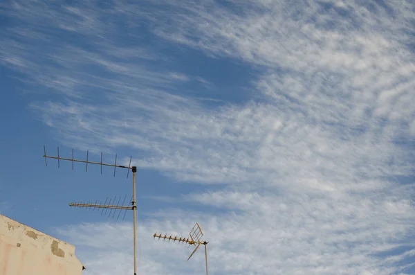 Antennas Roof House Cloudscape Las Palmas Gran Canaria Gran Canaria — Foto Stock