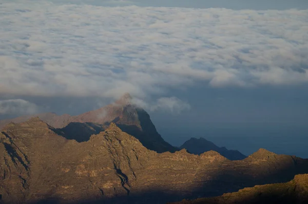 Cliffs Sea Clouds Aldea San Nicolas Tolentino Nublo Rural Park — Stock Photo, Image