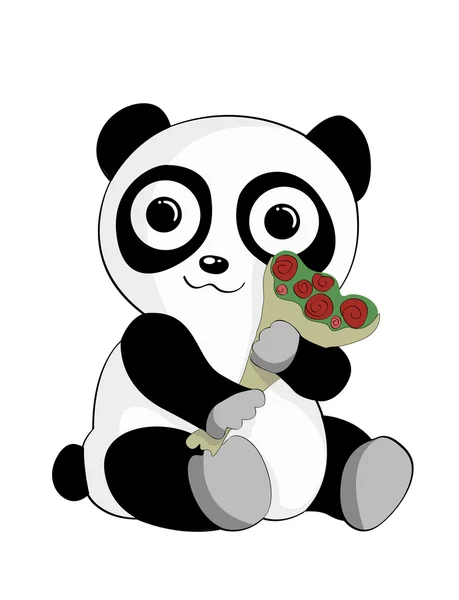 Panda bonito com rosas — Vetor de Stock