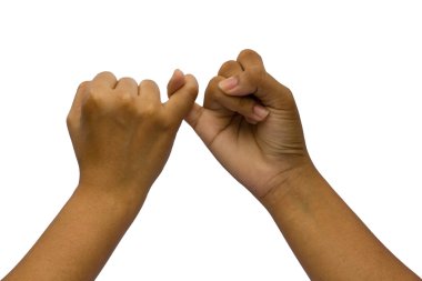 Beyaz arka plan üzerinde izole iki birleştiğinde el